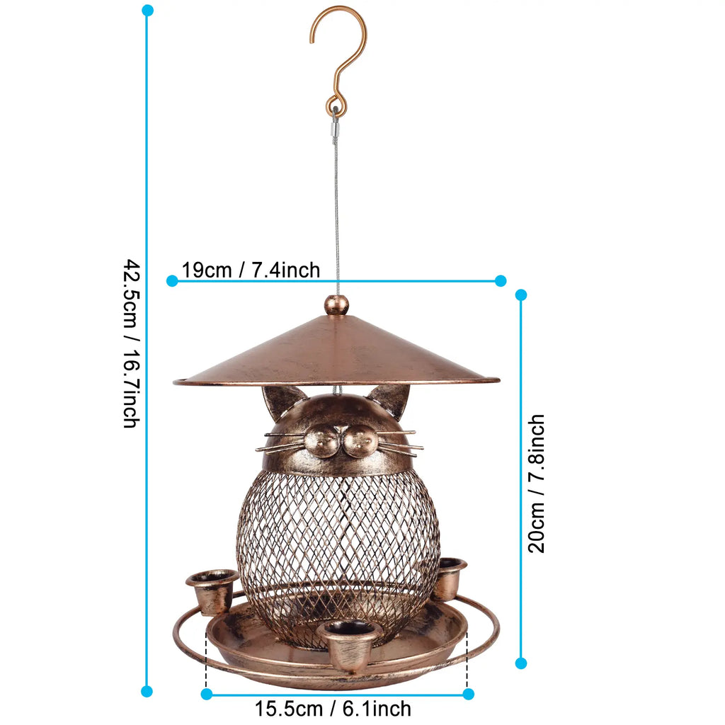 Cat Shape Metal Bird Feeder