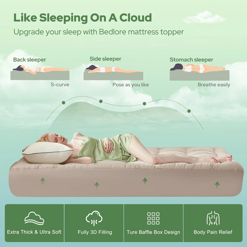 Cooling Mattress Topper for Back Pain - Luxury Support and Comfort