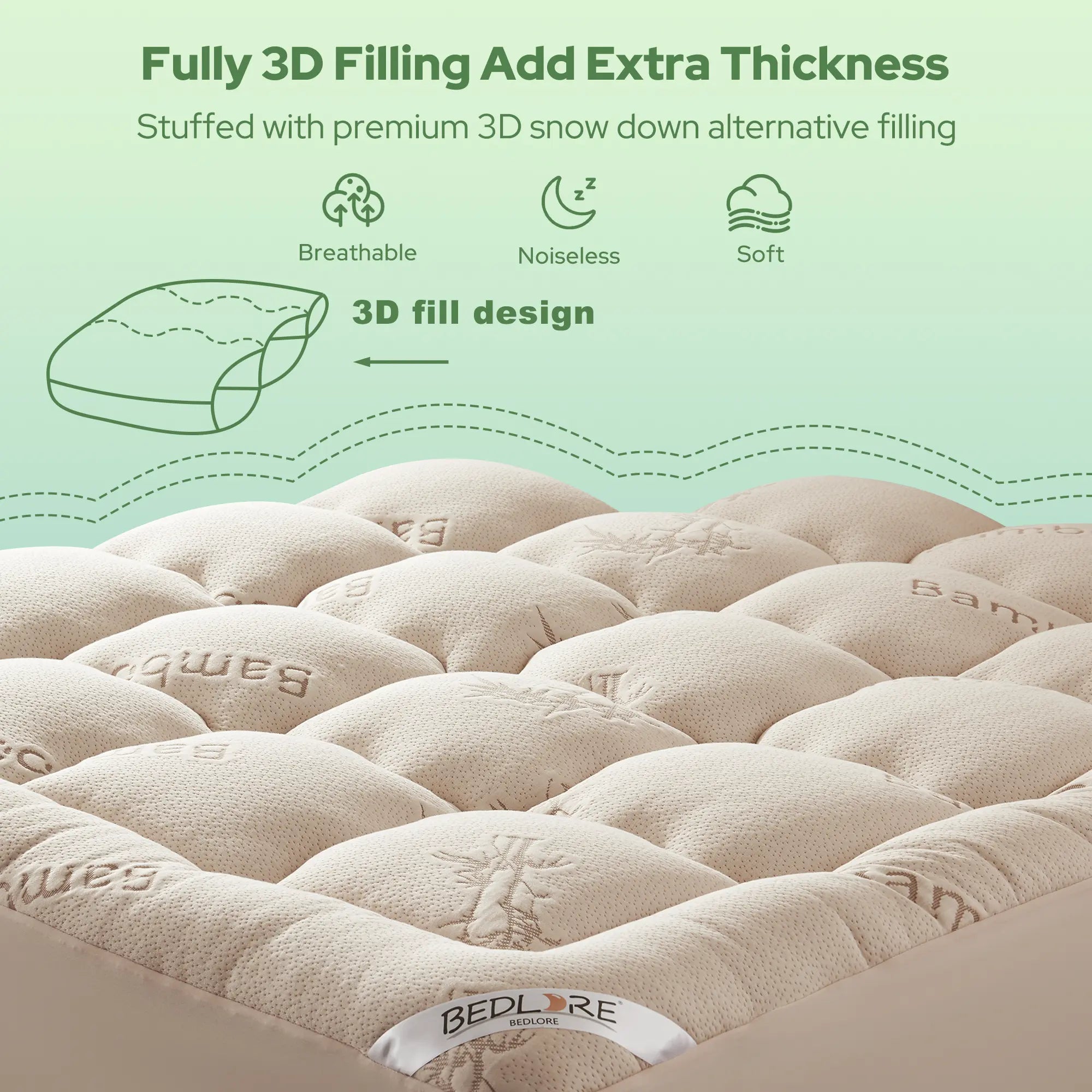 Cooling Mattress Topper for Back Pain - Luxury Support and Comfort