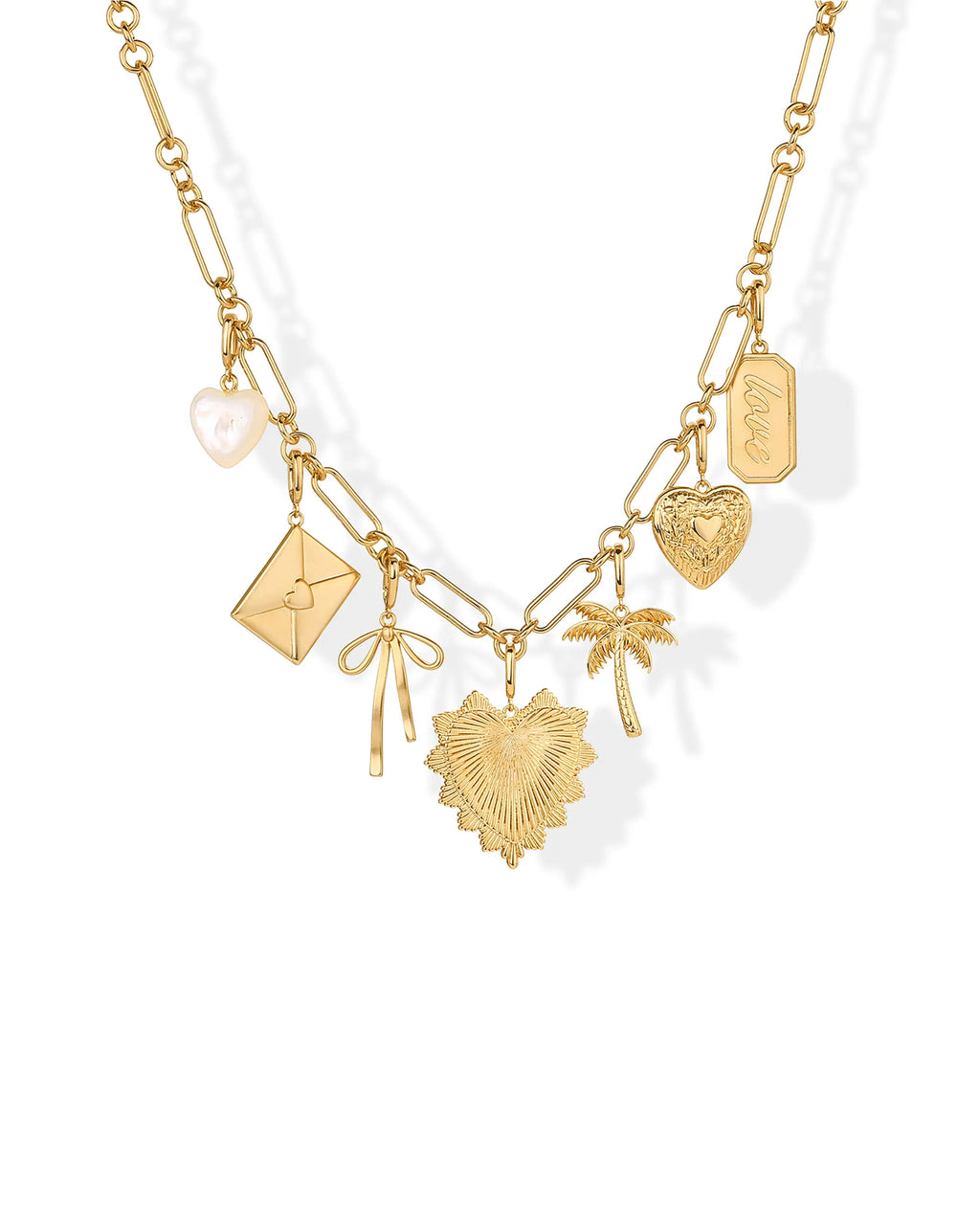 14K Gold Plated Removable Charm Necklace for Women