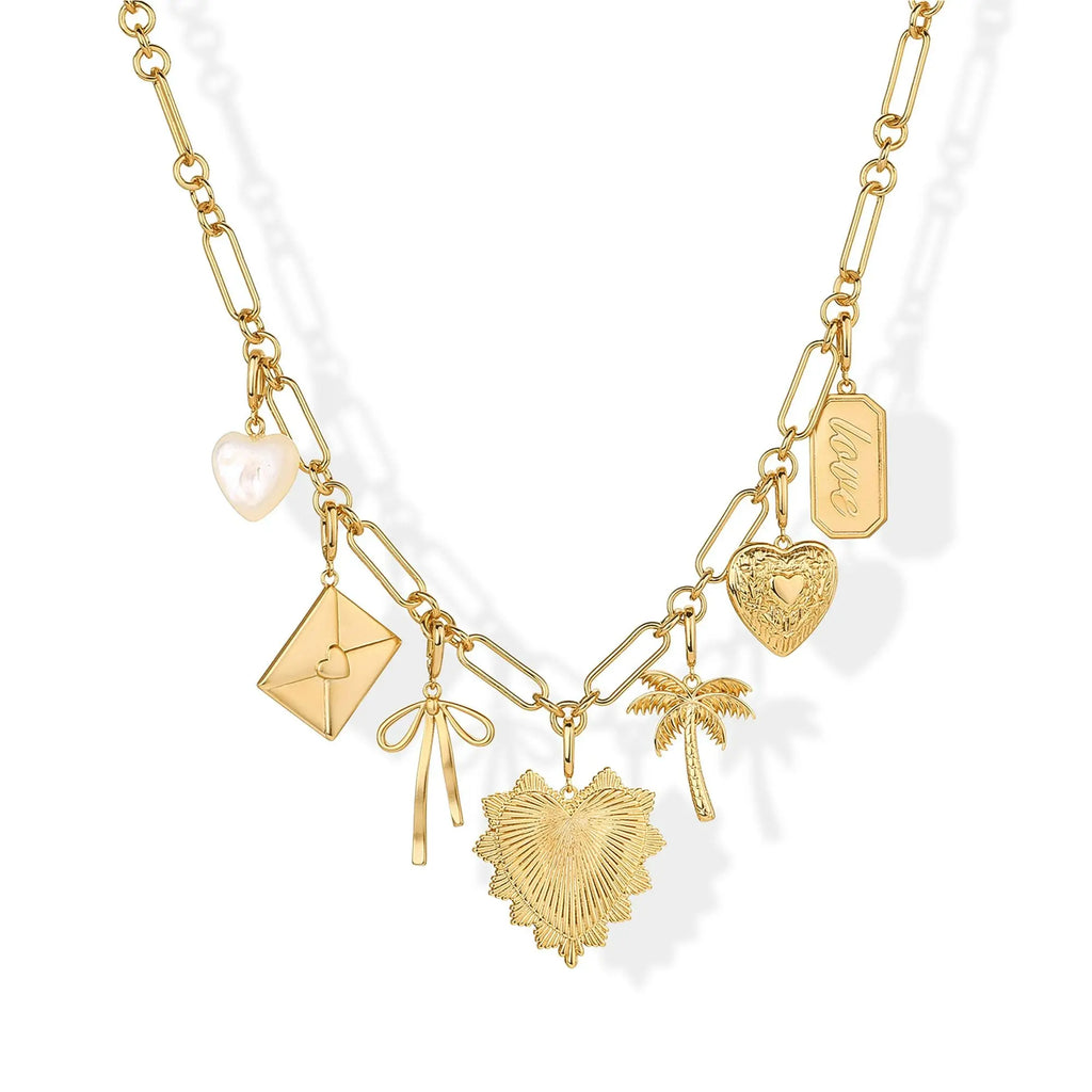 14K Gold Plated Removable Charm Necklace for Women