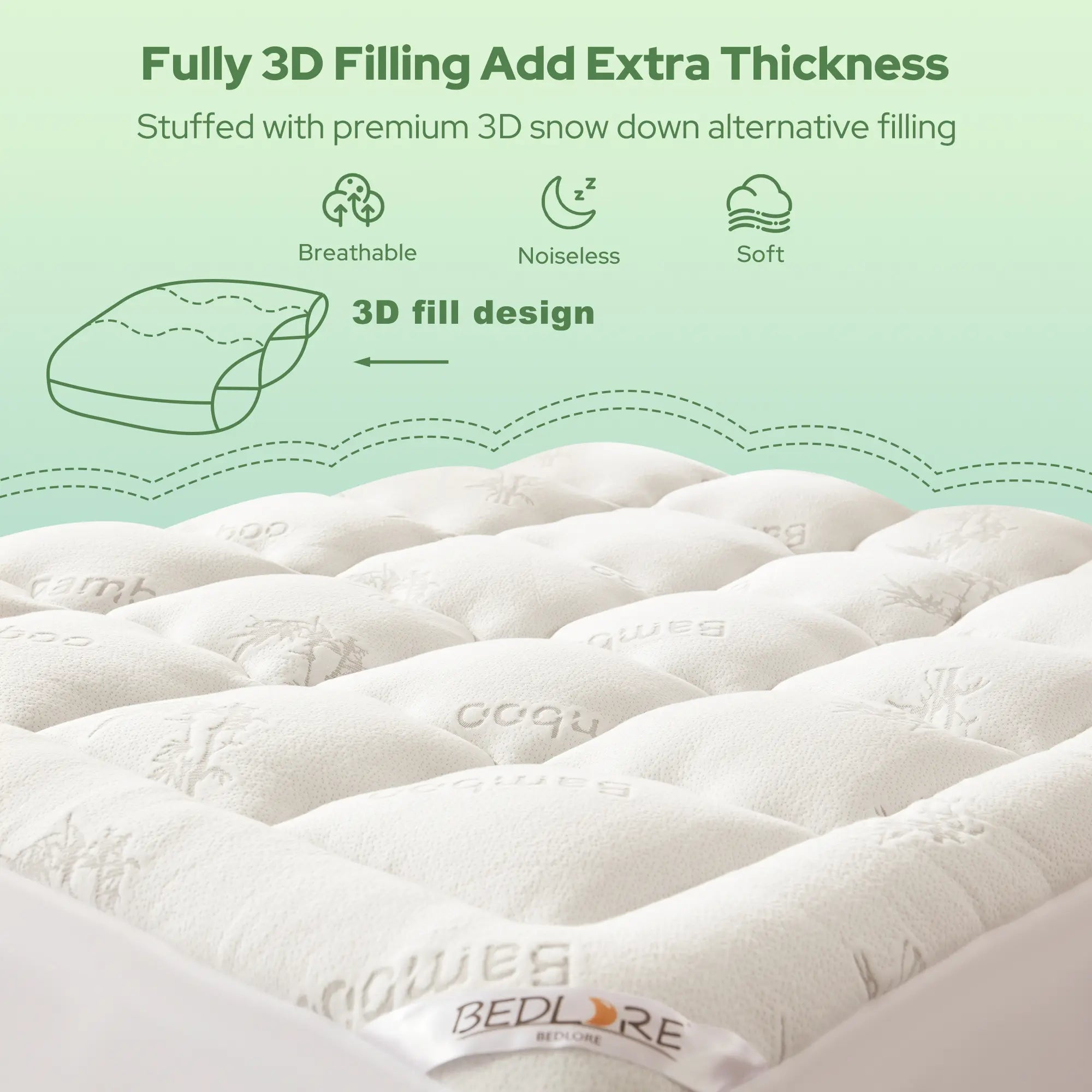 Cooling Mattress Topper for Back Pain - Luxury Support and Comfort
