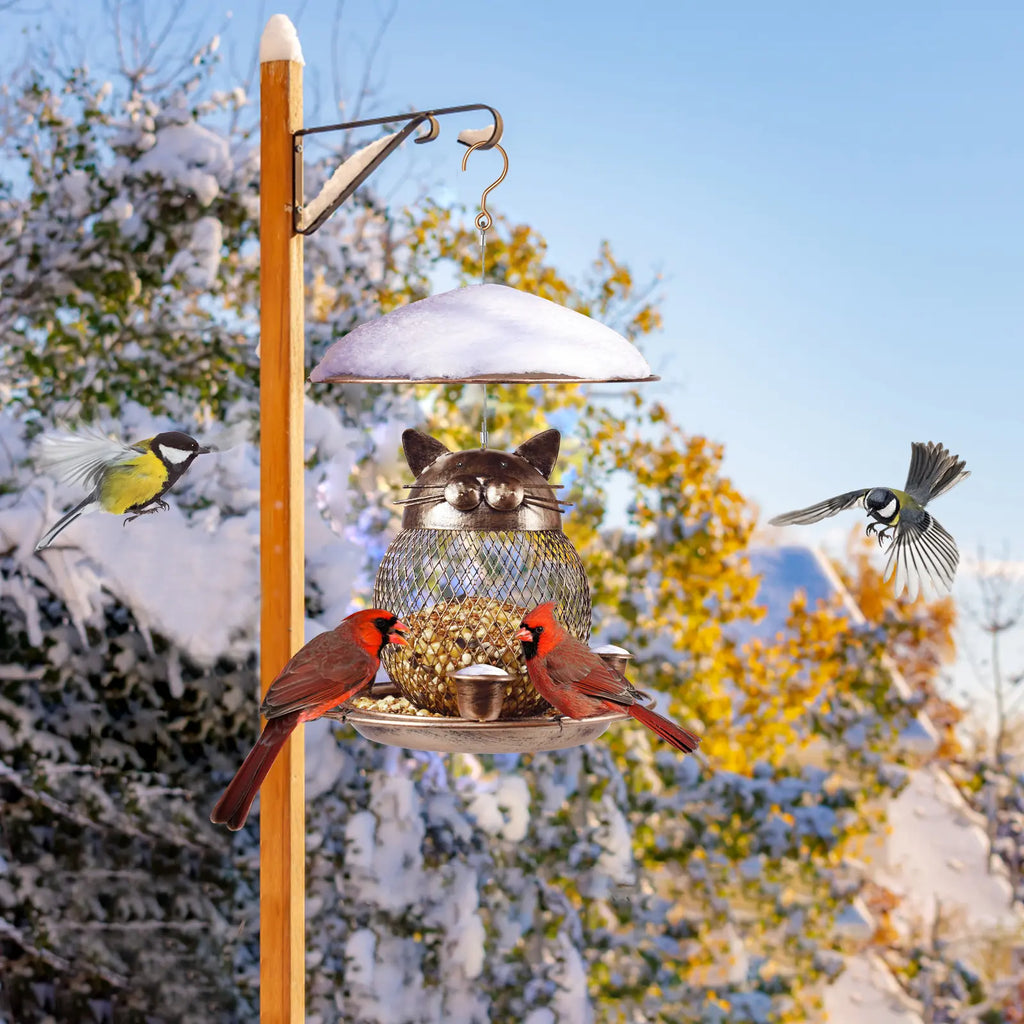 Cat Shape Metal Bird Feeder