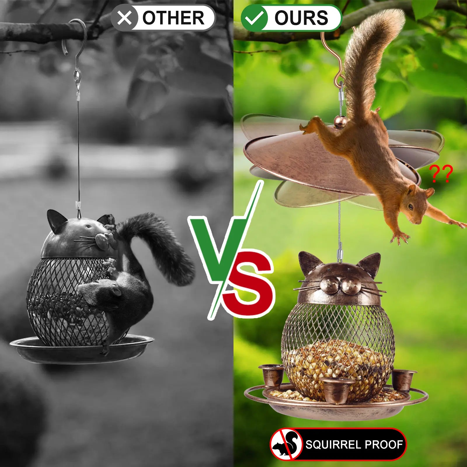 Cat Shape Metal Bird Feeder