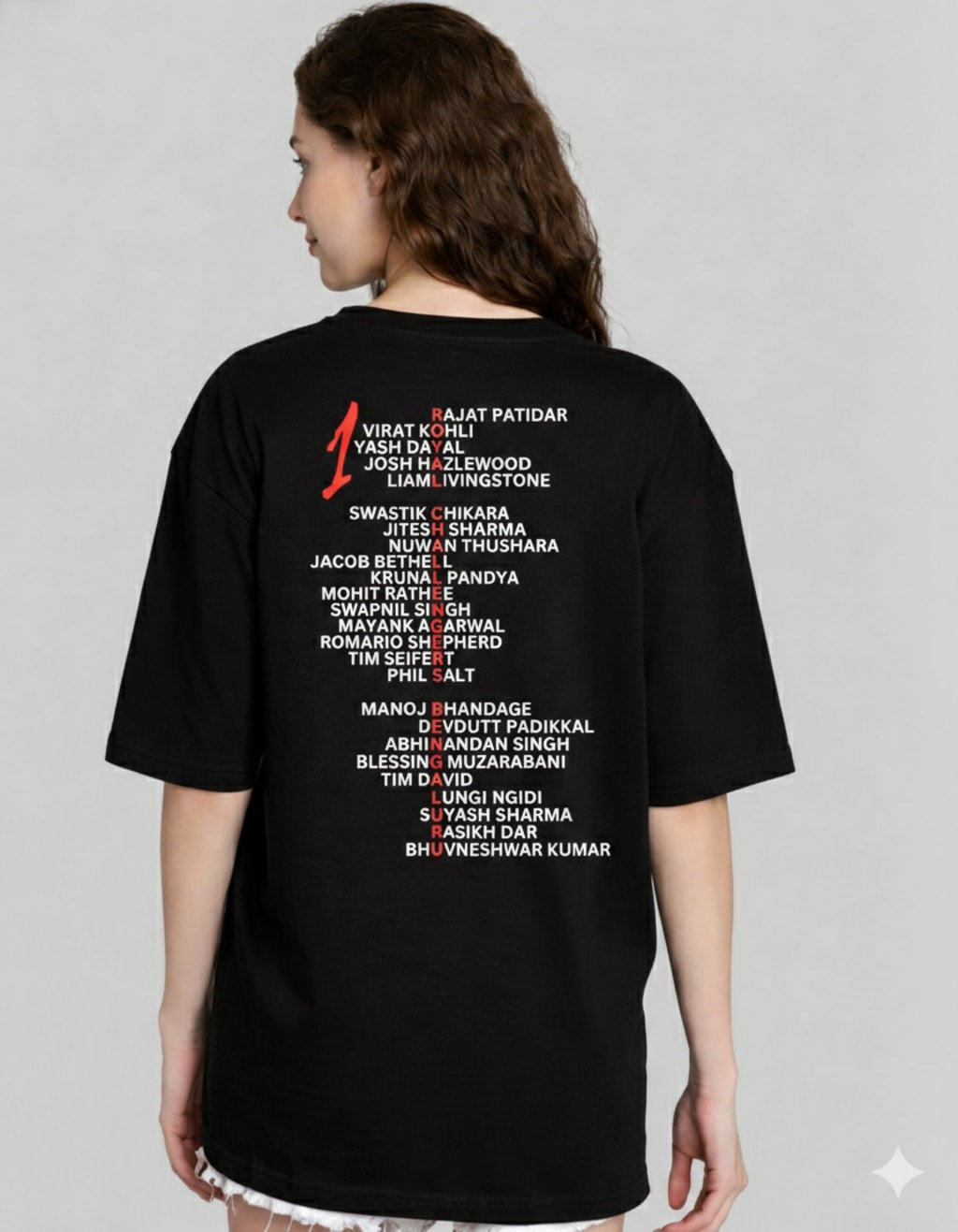 RCB Championship Edition 2025 Premium Black Oversized Tshirt